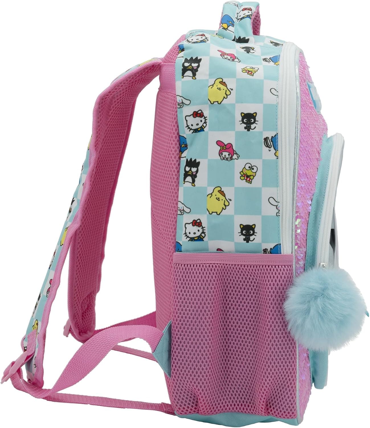 AI ACCESSORY INNOVATIONS Mochila para niñas Hello Kitty & Friends, mochila escolar Sanrio Kawaii, mochila escolar de 16” con lentejuelas reversibles